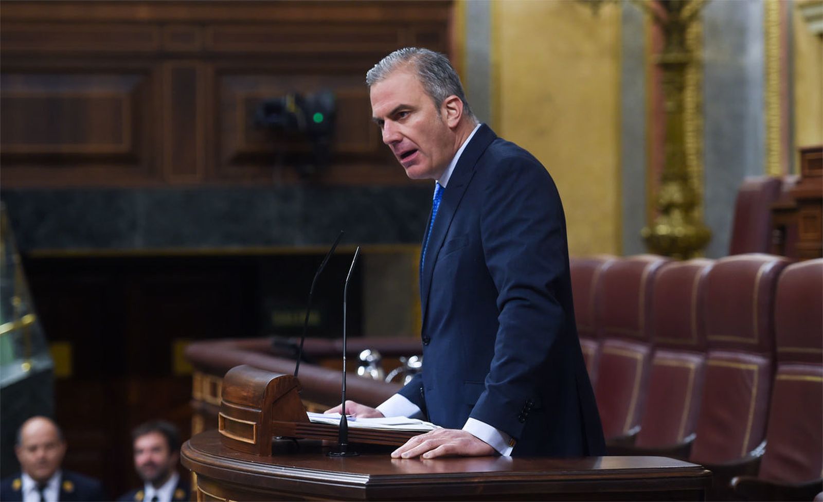 Javier Ortega Smith, interviene durante una sesión plenaria en el Congreso de los Diputados