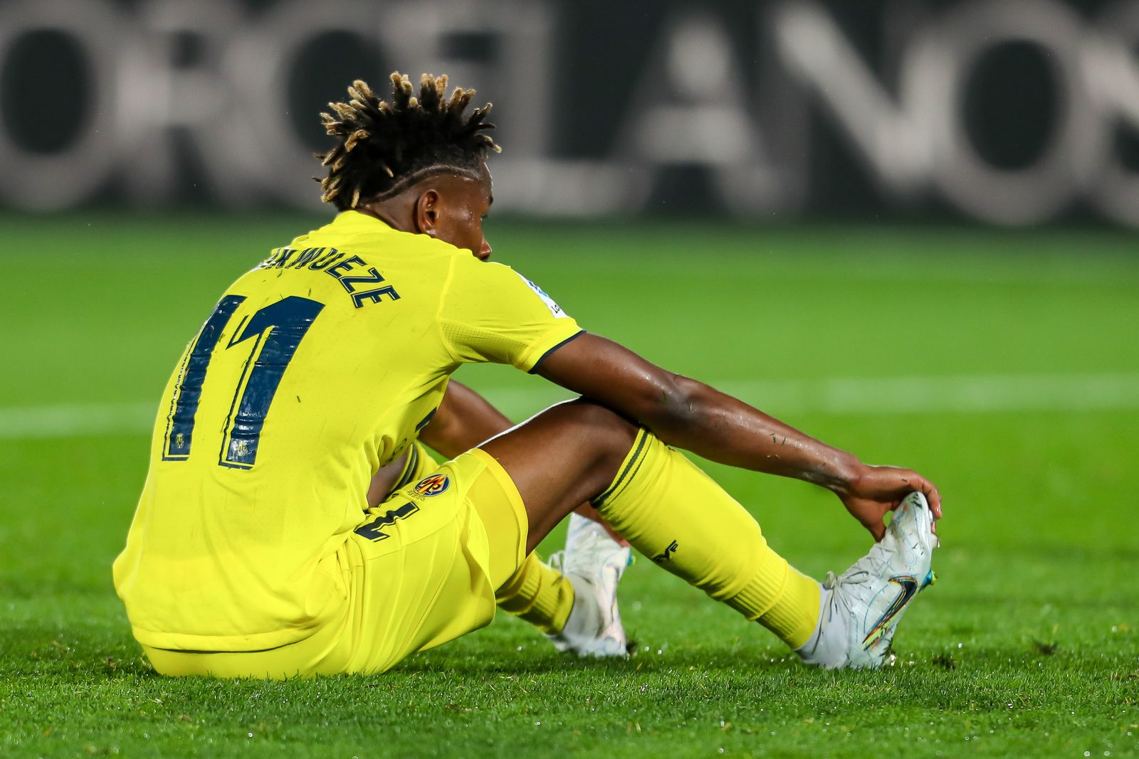 Uno de los jugadores del Villareal, Samuel Chukwueze, durante el partido contra el Liverpool