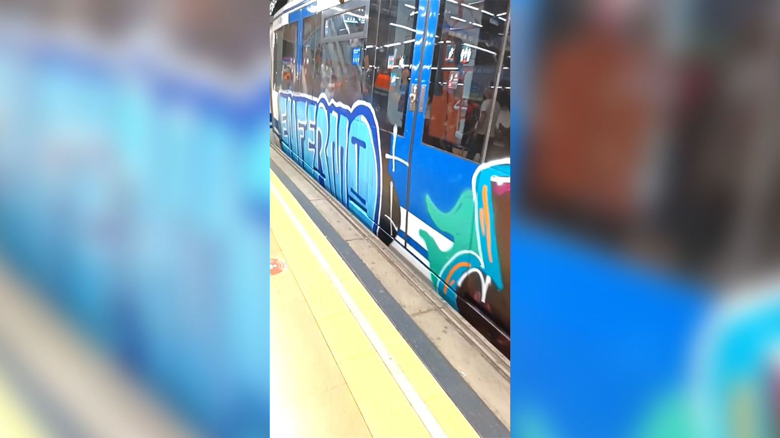 Secuestran un tren de la línea 9 de Metro para grafitearlo