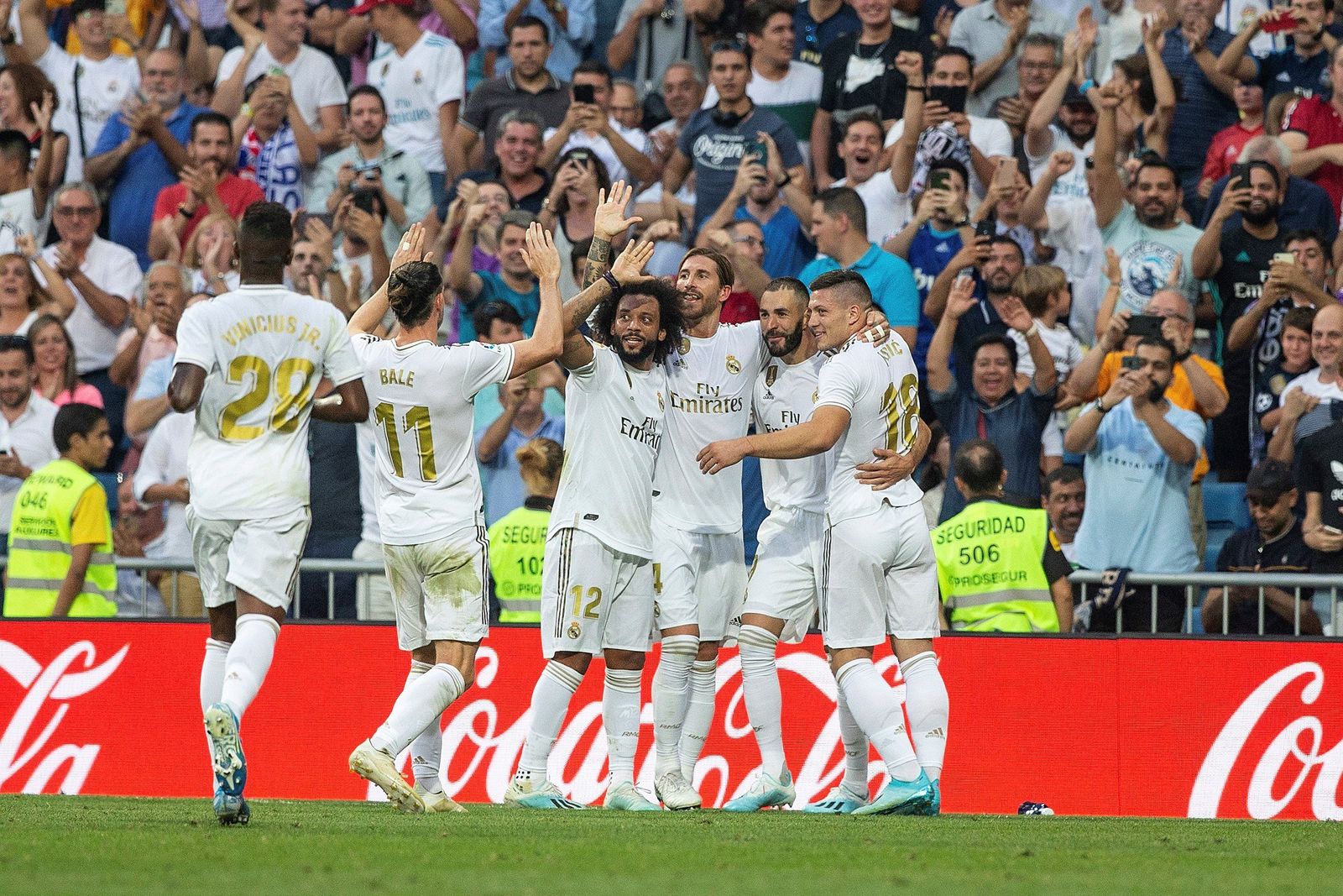 El Madrid celebra un gol en el Bernabéu