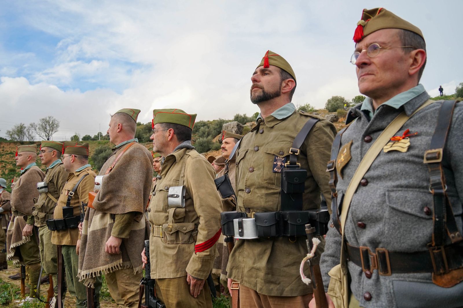 Participantes en la recreación de la Batalla del Jarama, en Morata de Tajuña