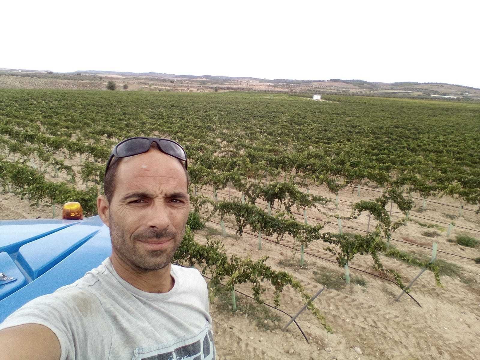 Cipriano Guillén en los campos de la Vinícola de Arganda