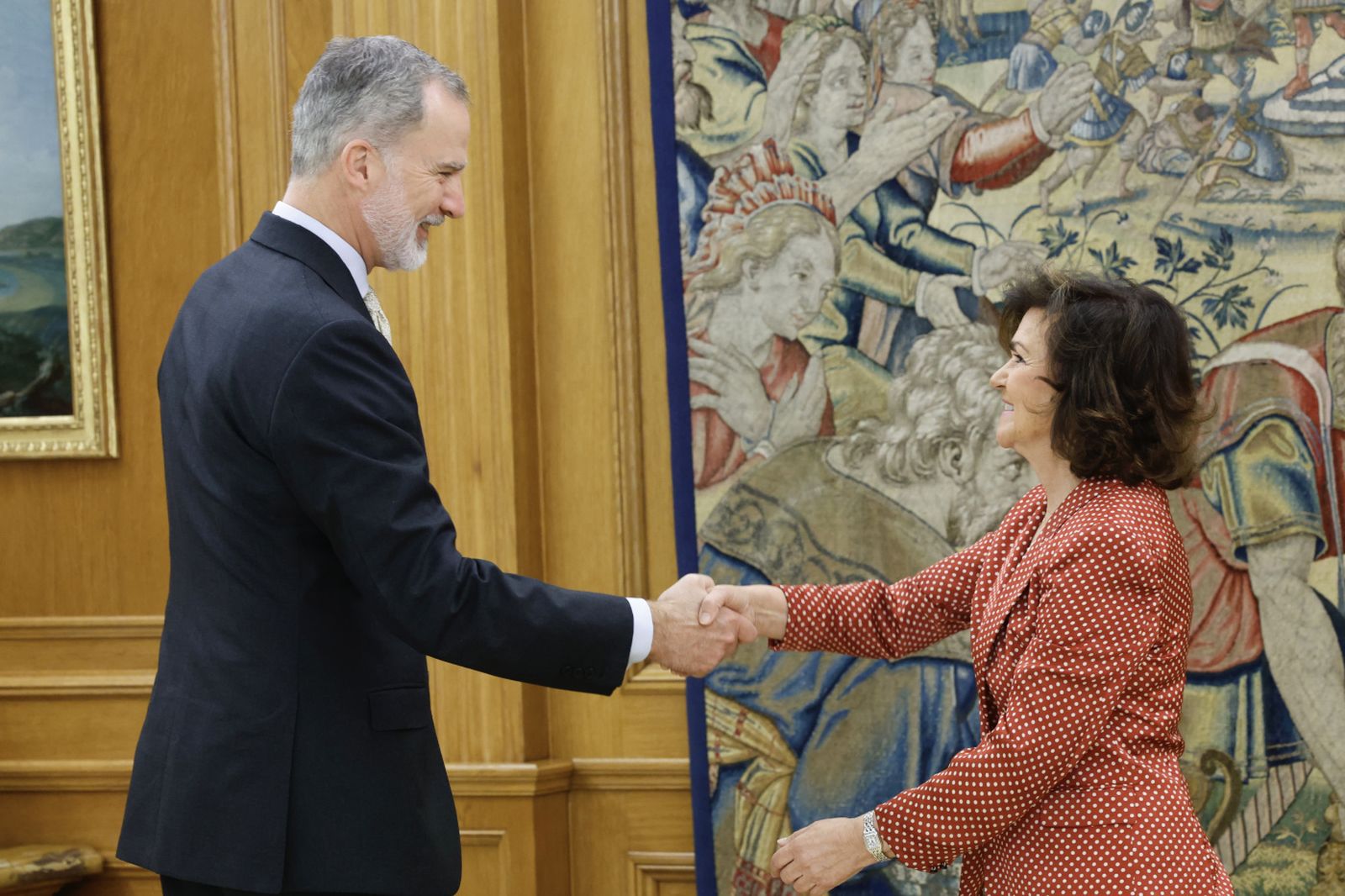 Felipe VI recibe en audiencia a Carmen Calvo, presidenta del Consejo de Estado