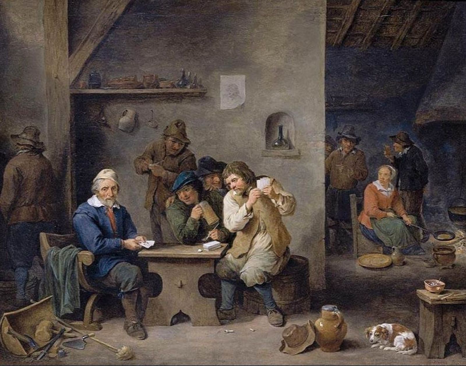 Jugadores en una taberna, obra de David Teniers