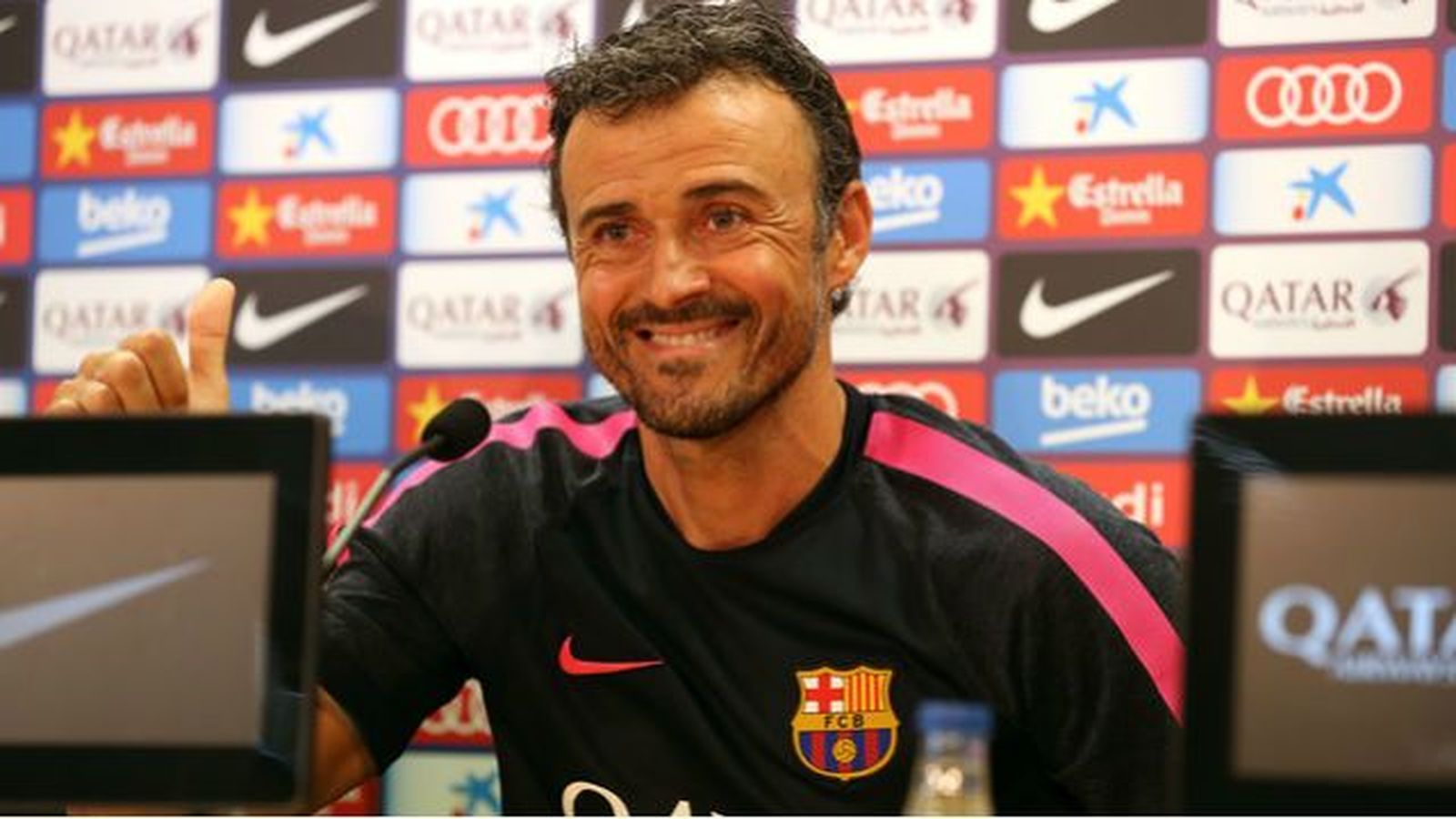 Luis Enrique: "¿Messi, Neymar y Luis Suárez? Estoy encantado"