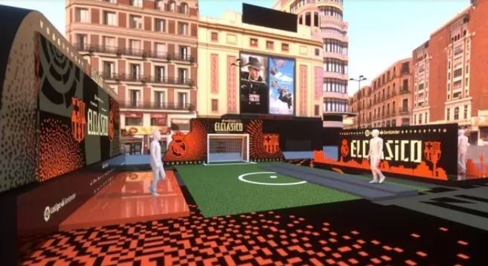 La plaza de Callao, preparada para disfrutar El Clásico