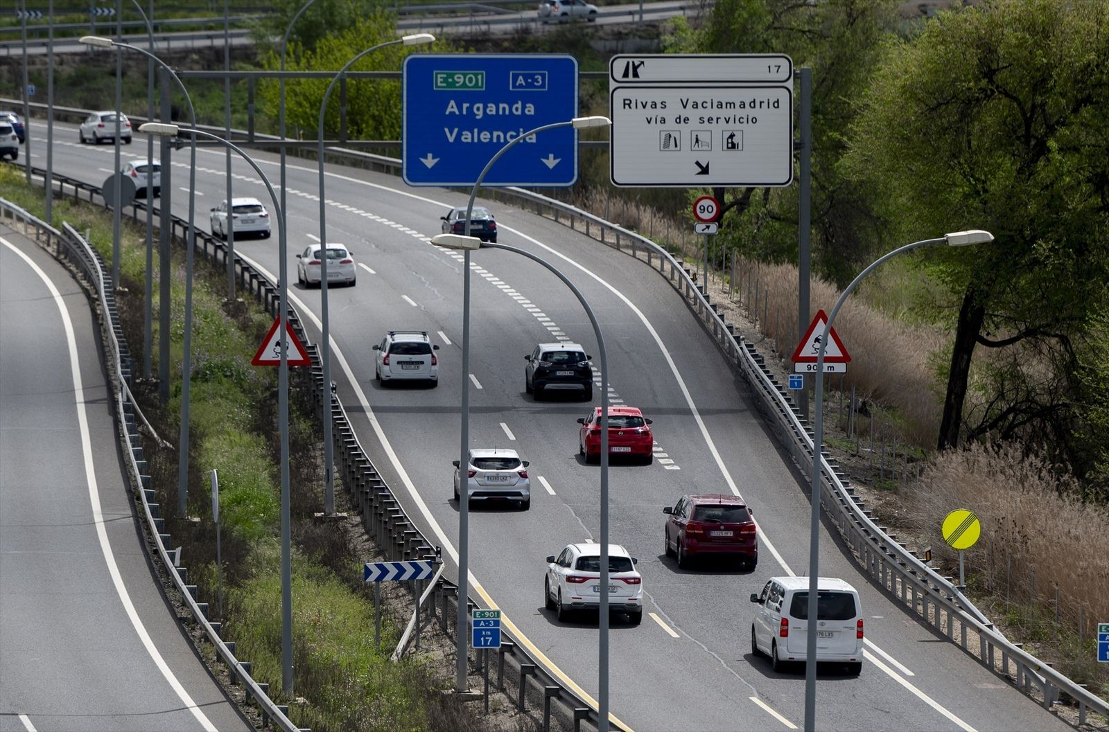 Tráfico en la autovía A-3 en Madrid