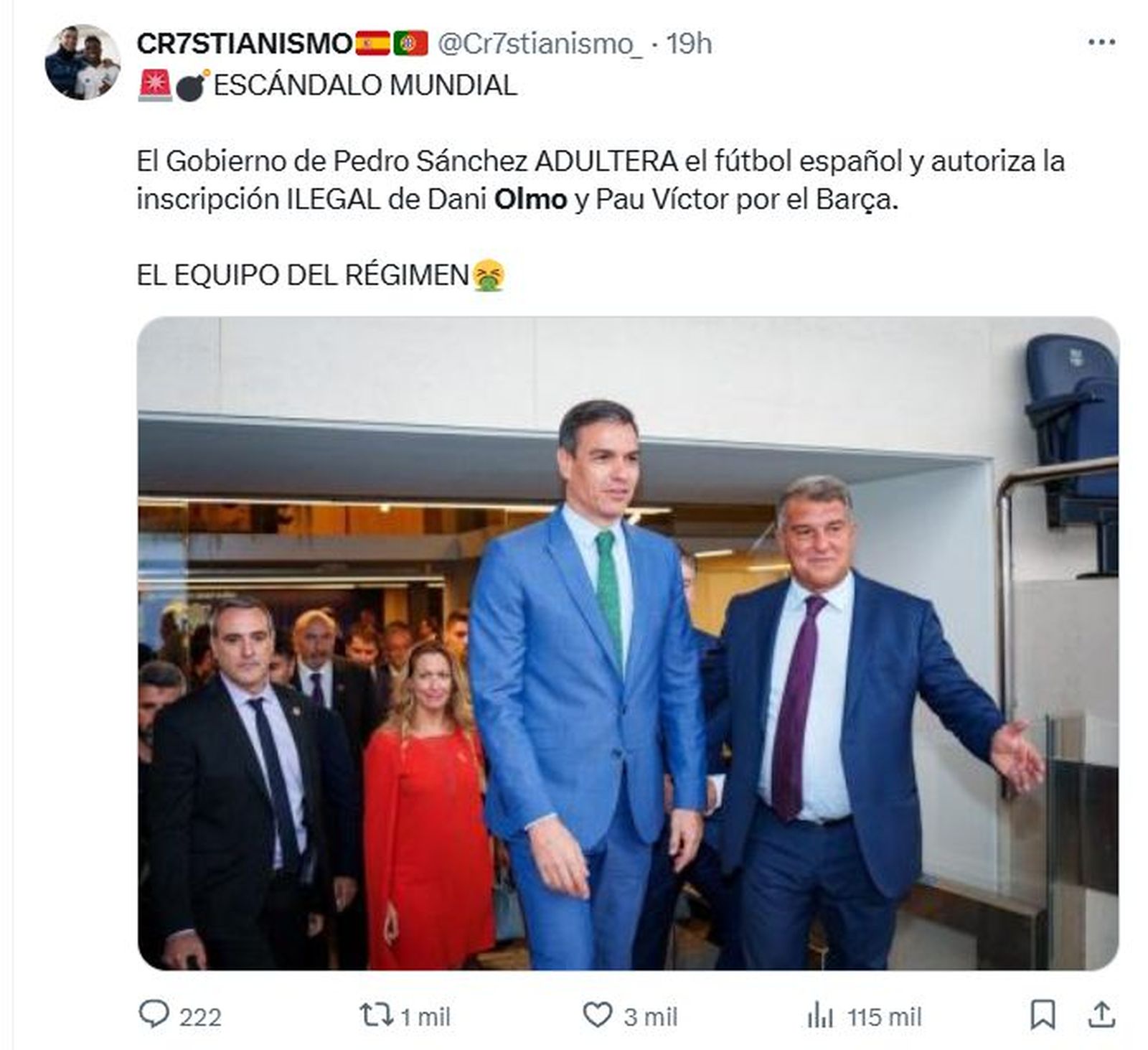 Tuit por el caso Olmo