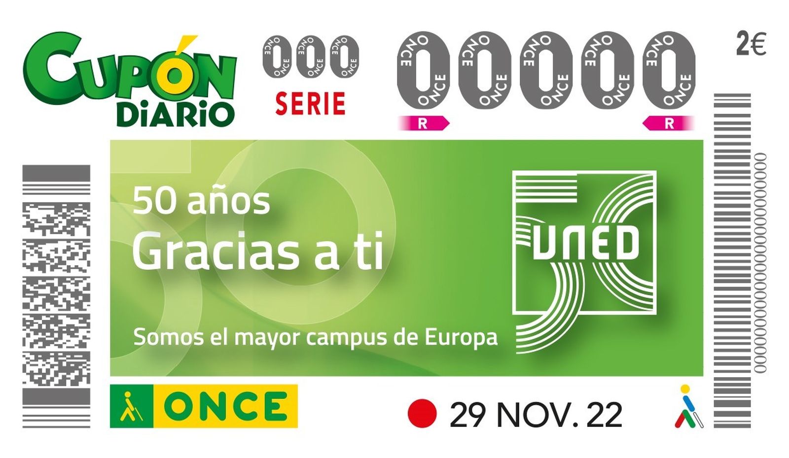 Cupón de la ONCE dedicado a la UNED