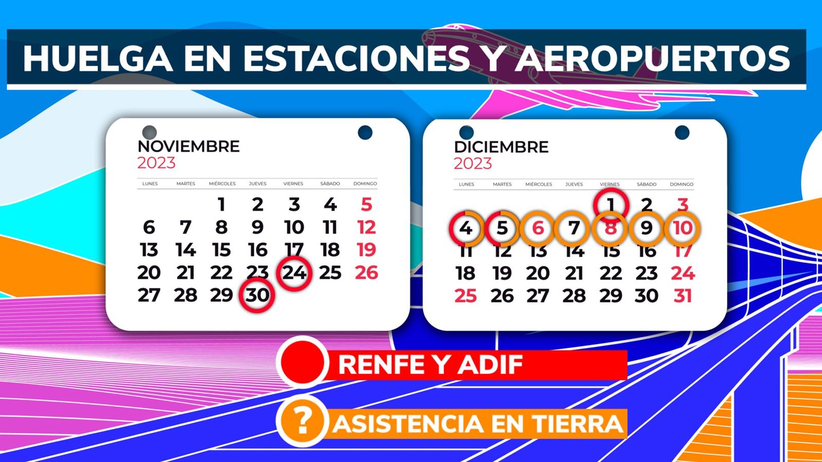 Estas son las huelgas convocadas en el transporte en el Puente de diciembre