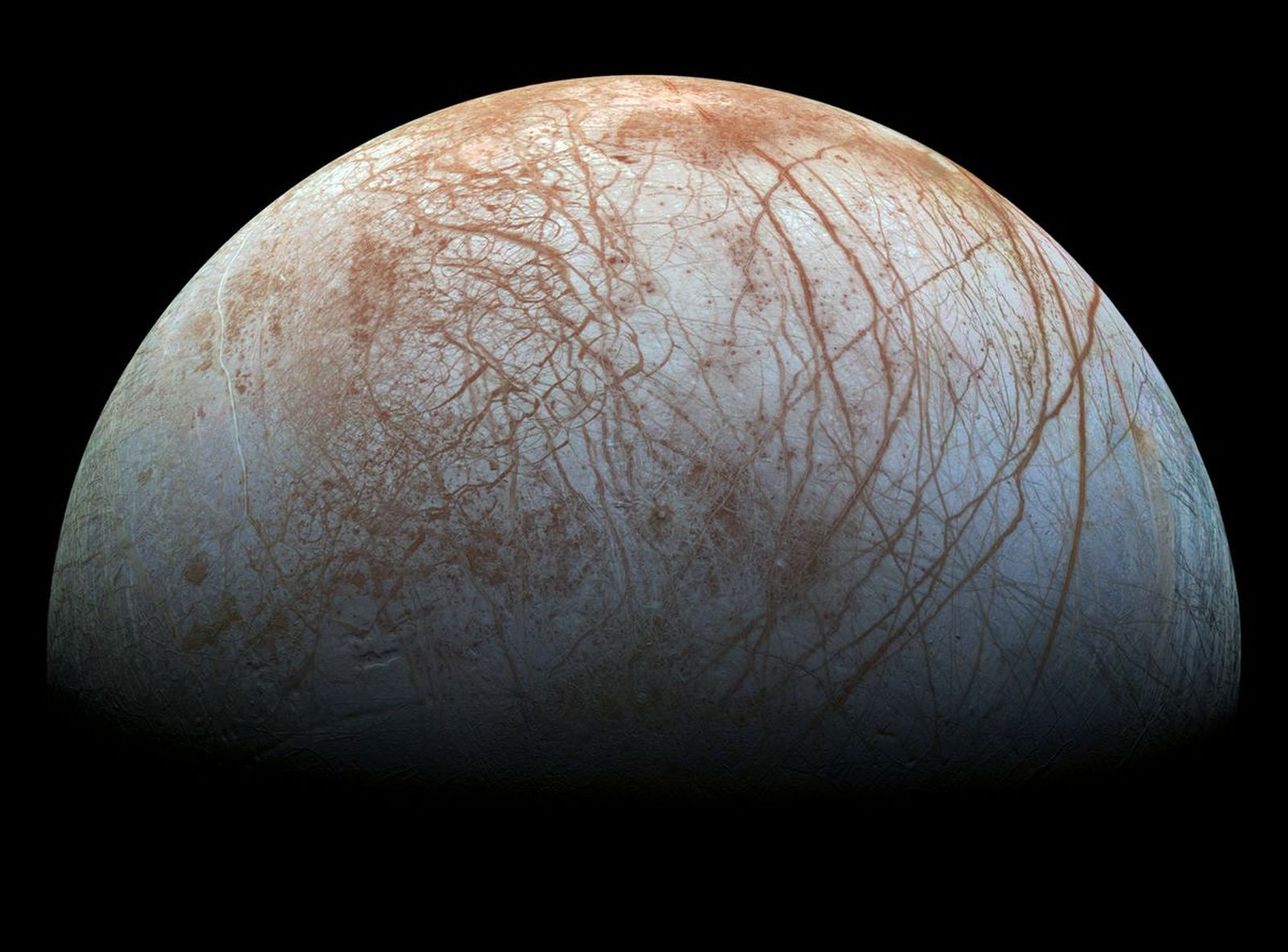 Europa, luna de Júpiter captada por la sonda europea Galileo en los años noventa