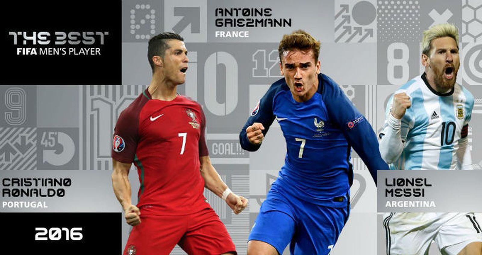 Cristiano Ronaldo, Griezmann y Messi