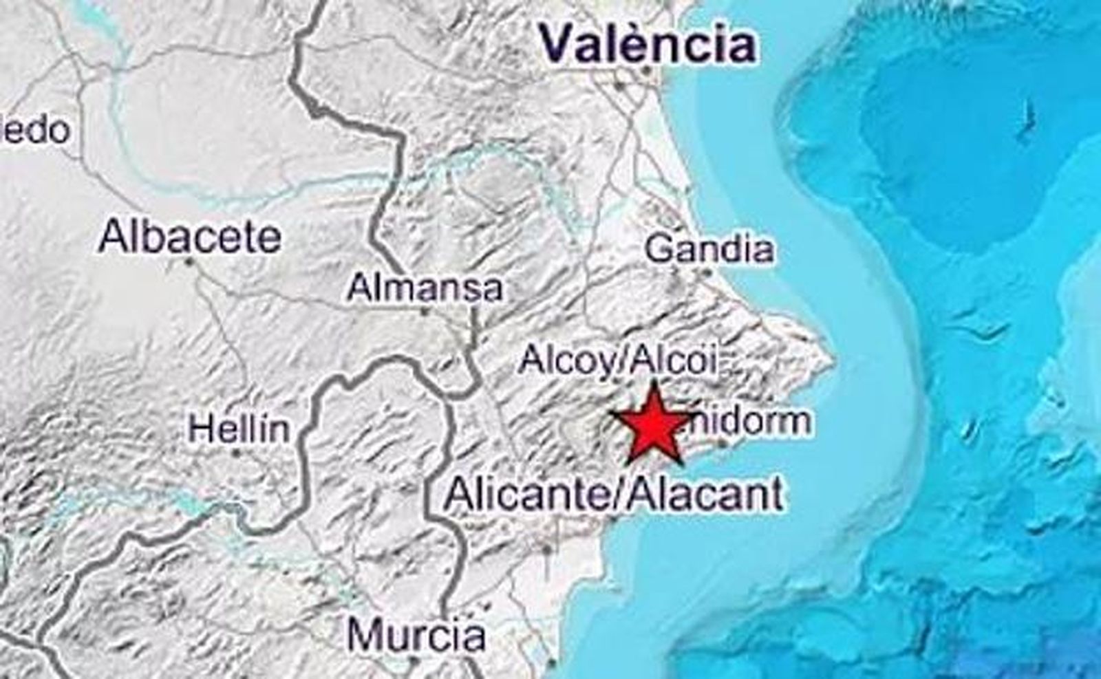 Mapa del Instituto Geográfico Nacional del lugar del terremoto