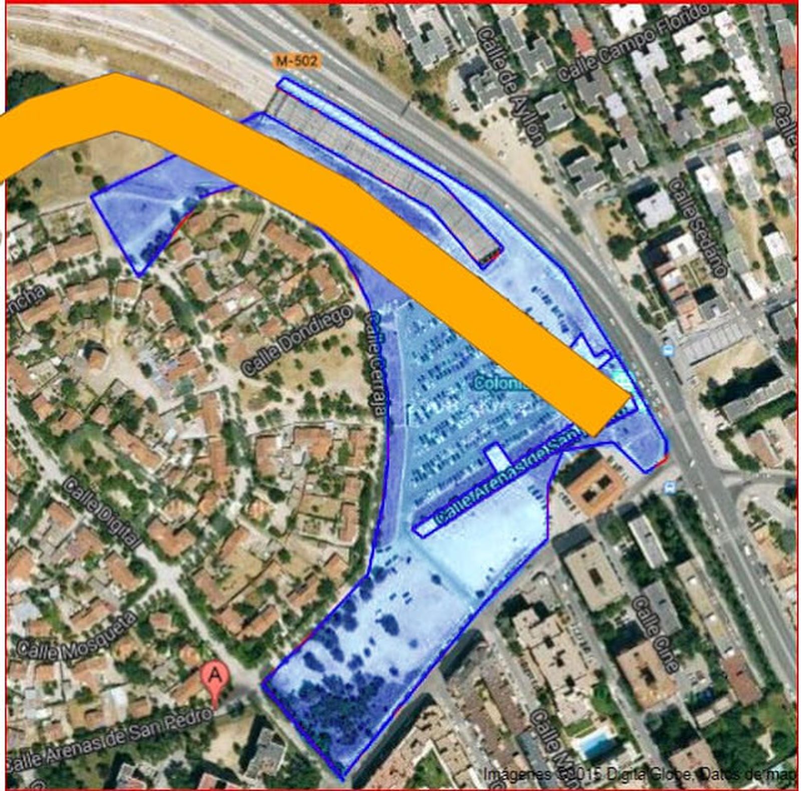 La nueva Cañada Real de Madrid (amarillo), terrenos que pretendía subastar Defensa (azul)
