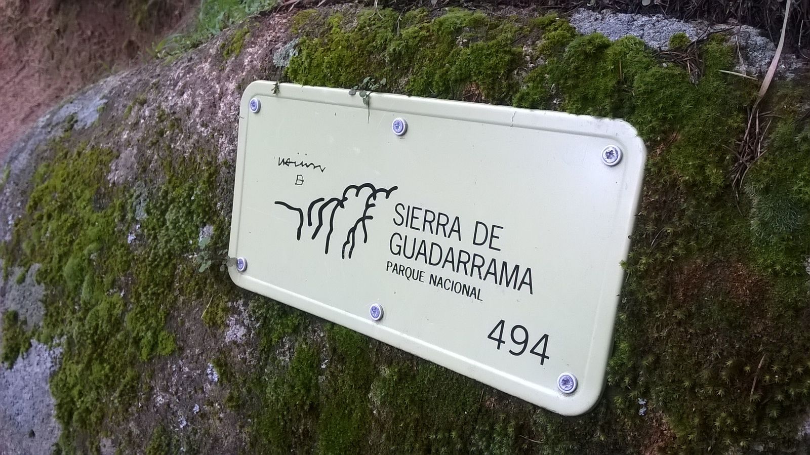 Placa del Parque Nacional de la Sierra de Guadarrama en La Pedriza, Manzanares El Real
