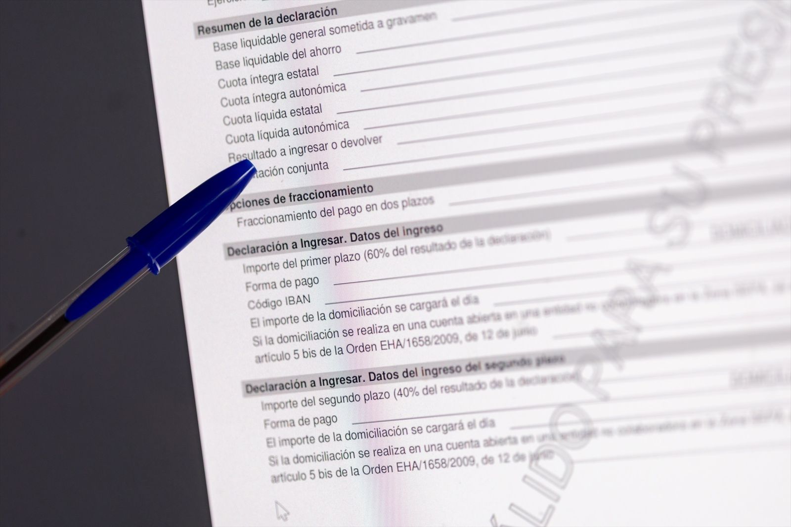 Impreso para la Declaración de la Renta