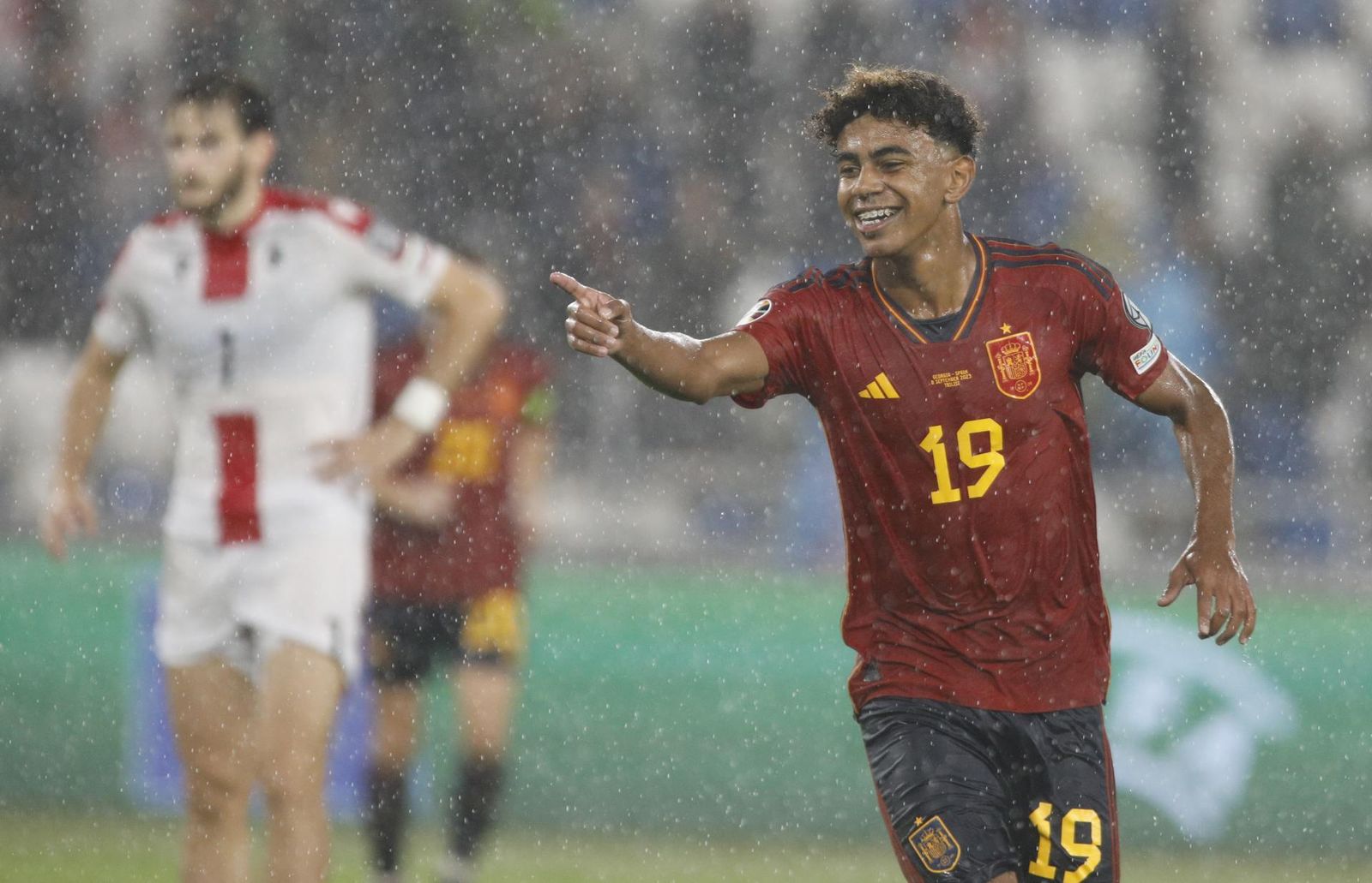 Lamine Yamal celebra un gol ante Georgia en partido de clasificación para al Eurocopa 2024 de Alemani