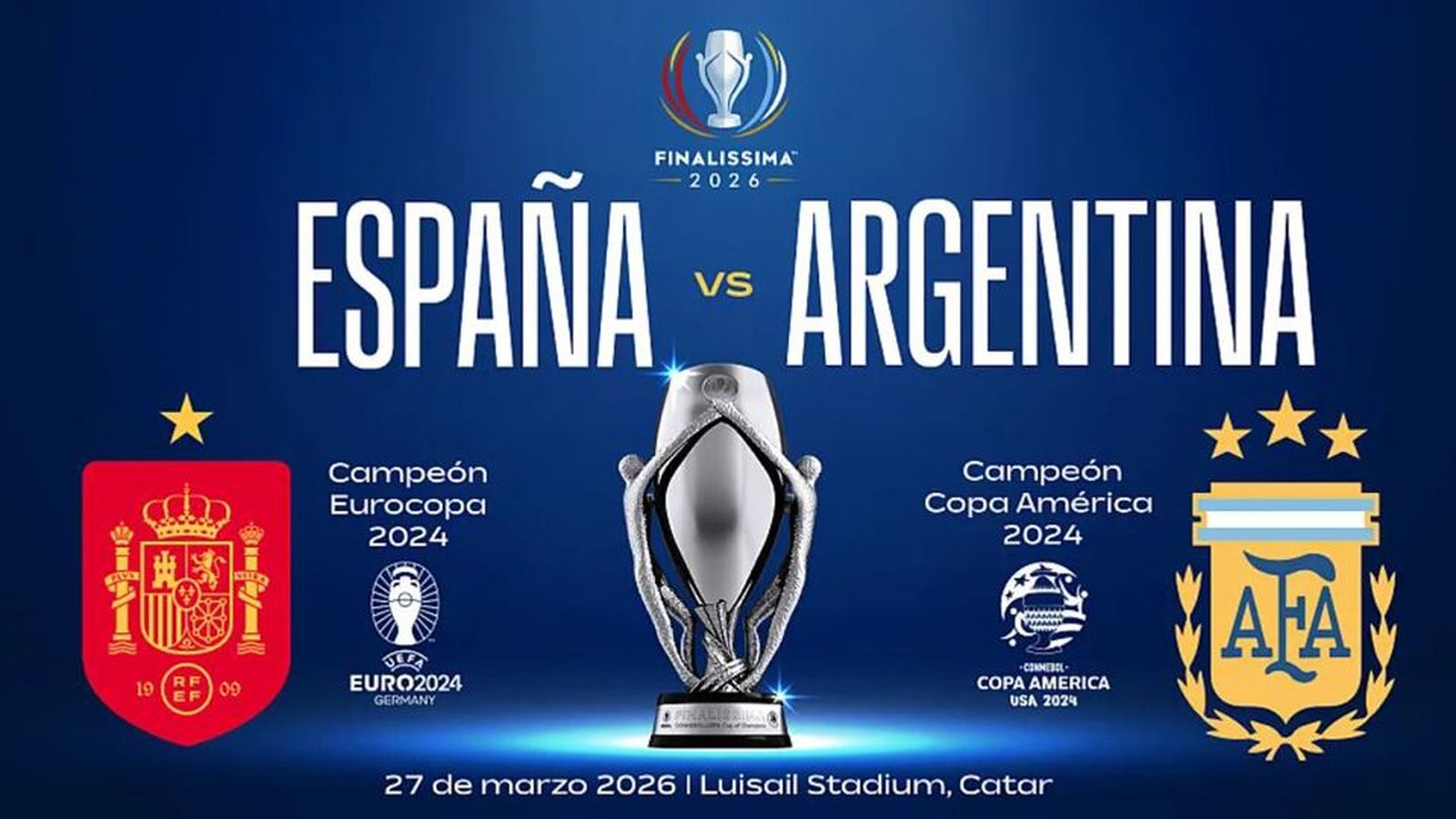 Oficial: la Finalissima entre España y Argentina será el 27 de marzo en Catar