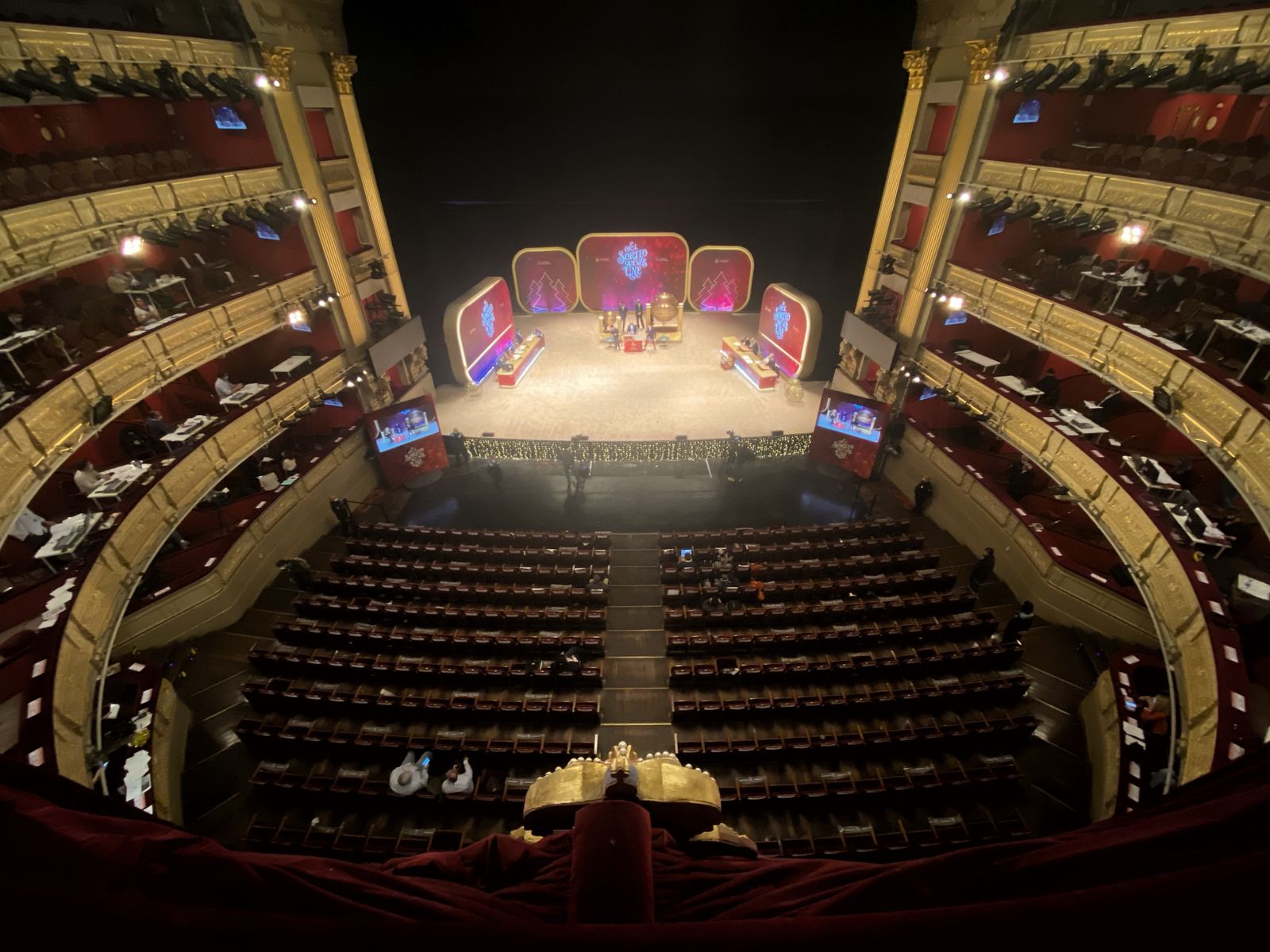 El Teatro Real, durante el sorteo de la Lotería de Navidad en 2020