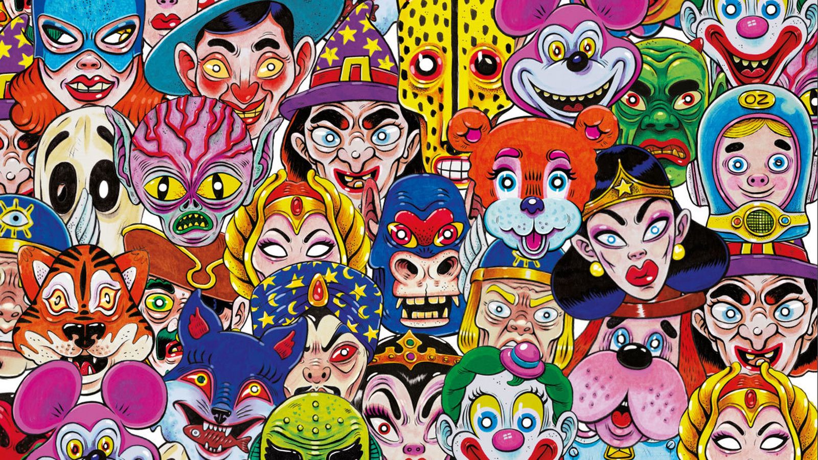 Máscaras diseñadas por la artista Rocío Cañero que ha creado este año la imagen de Carnaval