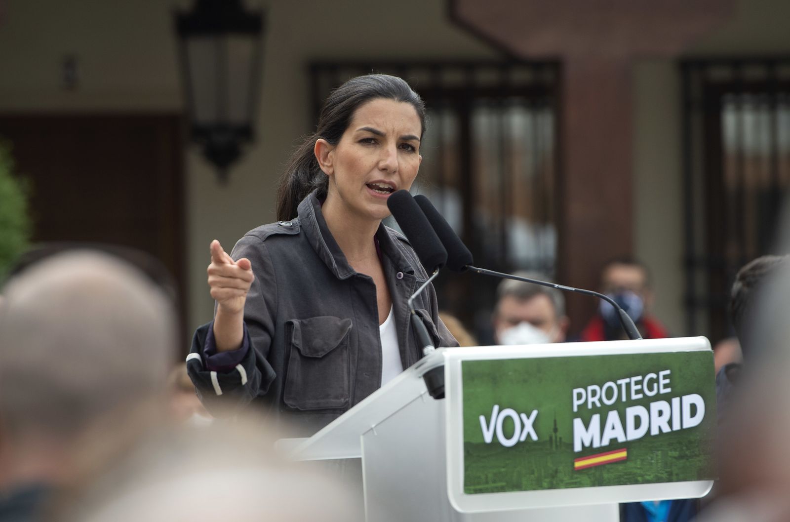 La candidata de Vox, Rocío Monasterio, durante un acto este martes en Pinto