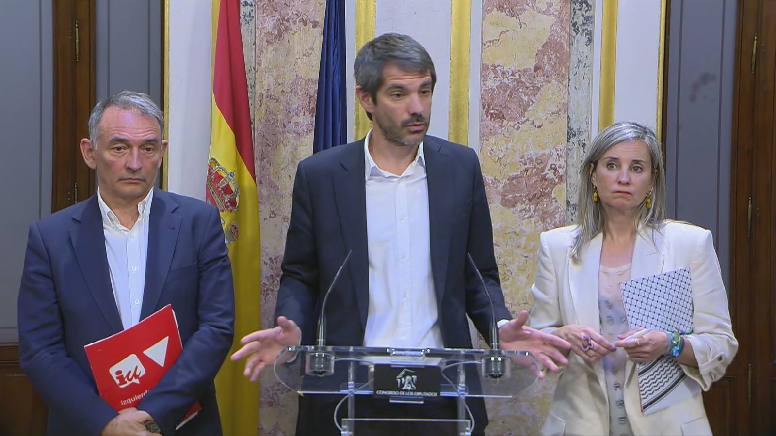 Enrique Santiago, Ernest Urtasun y Verónica Barbero,