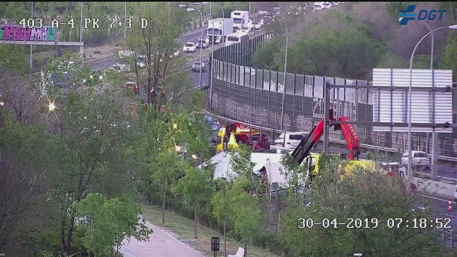 Cortado el tráfico de acceso a Madrid en la A-4 durante varias horas