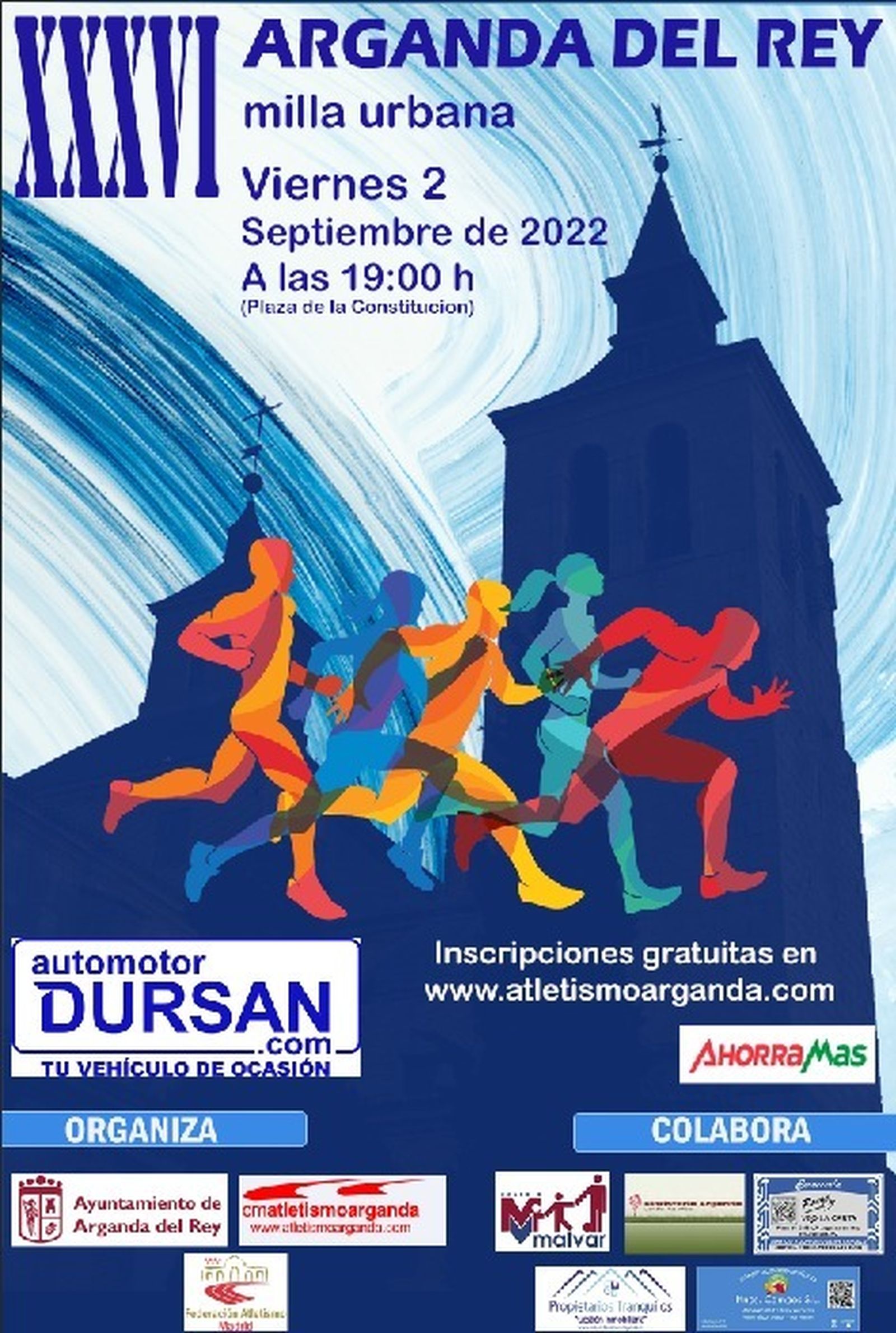Cartel de las pruebas de atletismo en Arganda