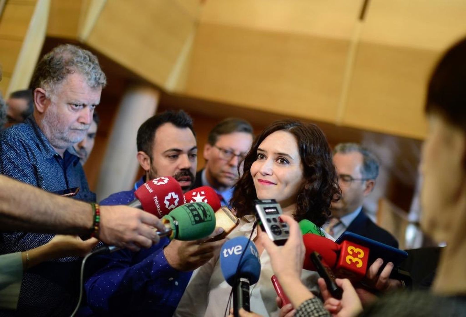 Isabel Díaz Ayuso, con los medios de comunicación