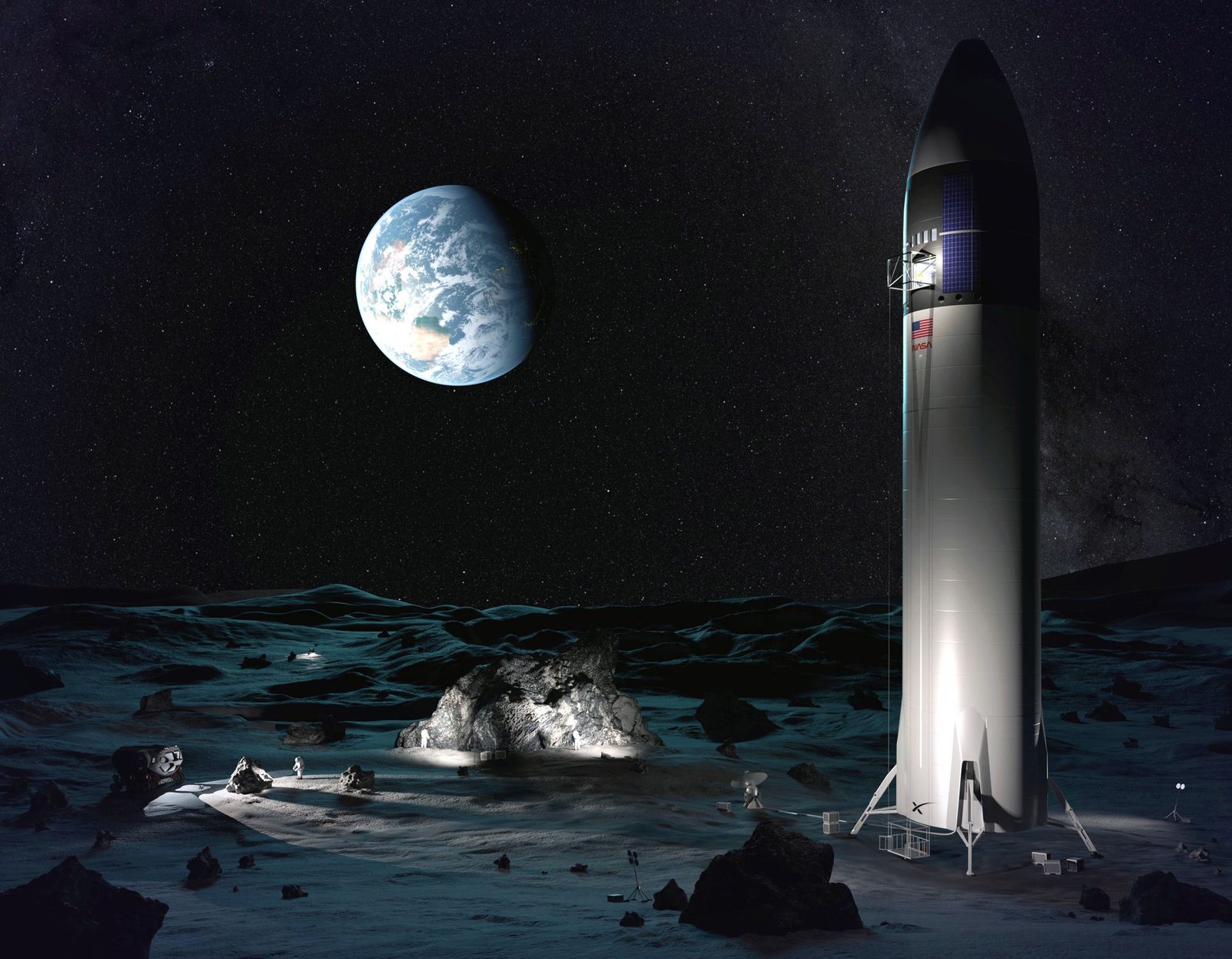 Recreación del campo base de la Misión Artemis en la Luna