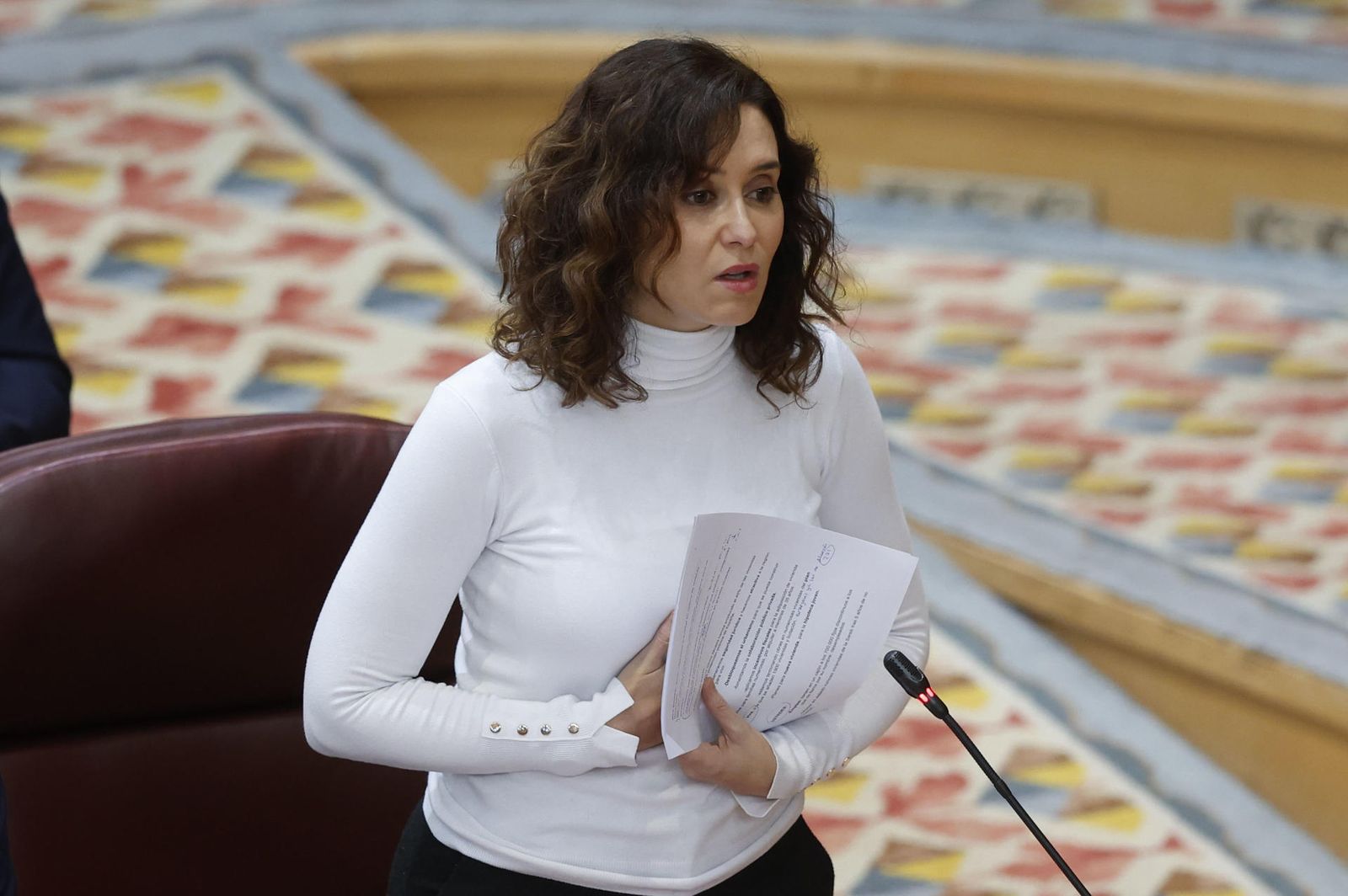 Isabel Díaz Ayuso, durante la sesión de control de la Asamblea de Madrid