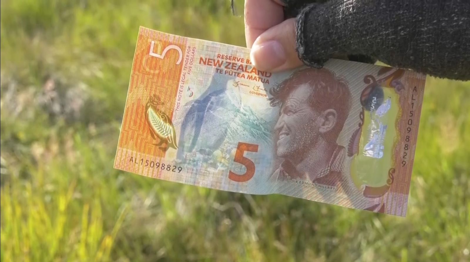 El rostro de Edmund Hillary, primer hombre en escalar el Everest, en un billete de Nueva Zelanda