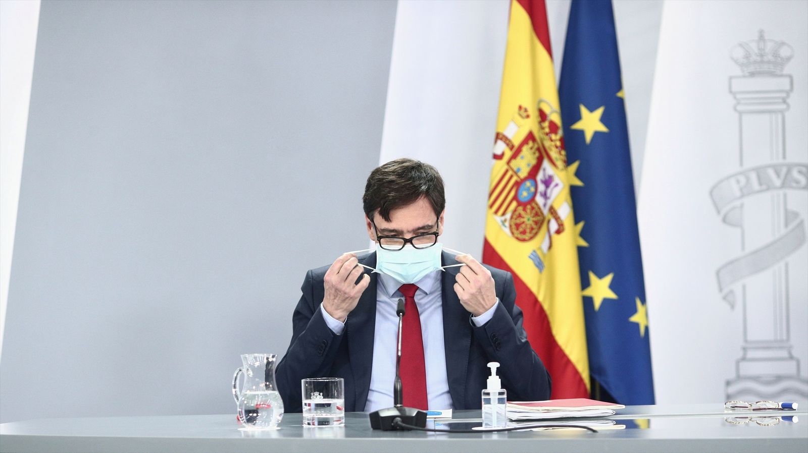 Salvador Illa en una rueda de prensa posterior al Consejo de Ministros, en 2021