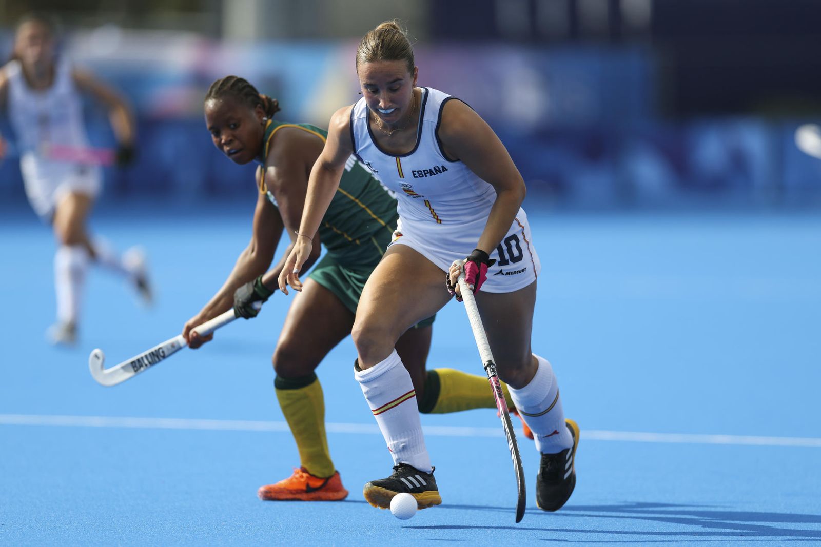 Belen Iglesias durante el partido del Grupo B de Hockey sobre Hierba entre España y Sudáfrica