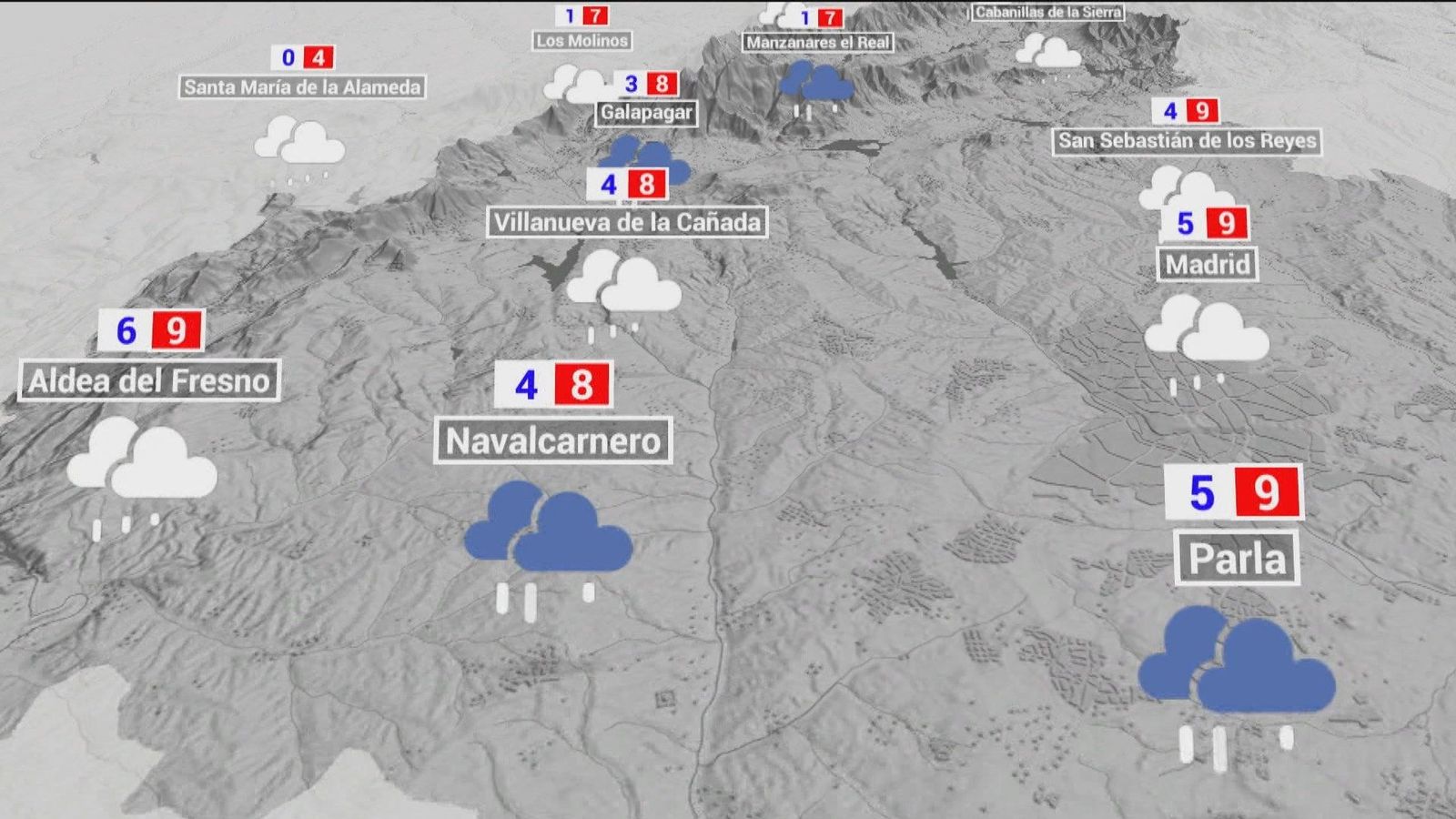 Alerta en Madrid por nevadas en un domingo marcado también por las lluvias