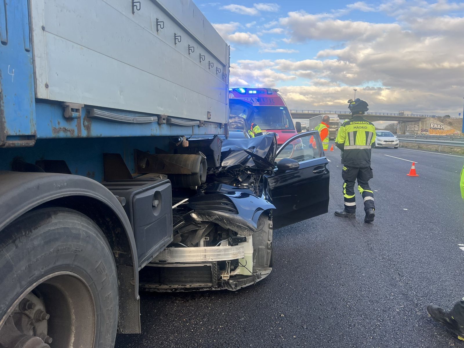 Estado de un turismo accidentado en la M-50