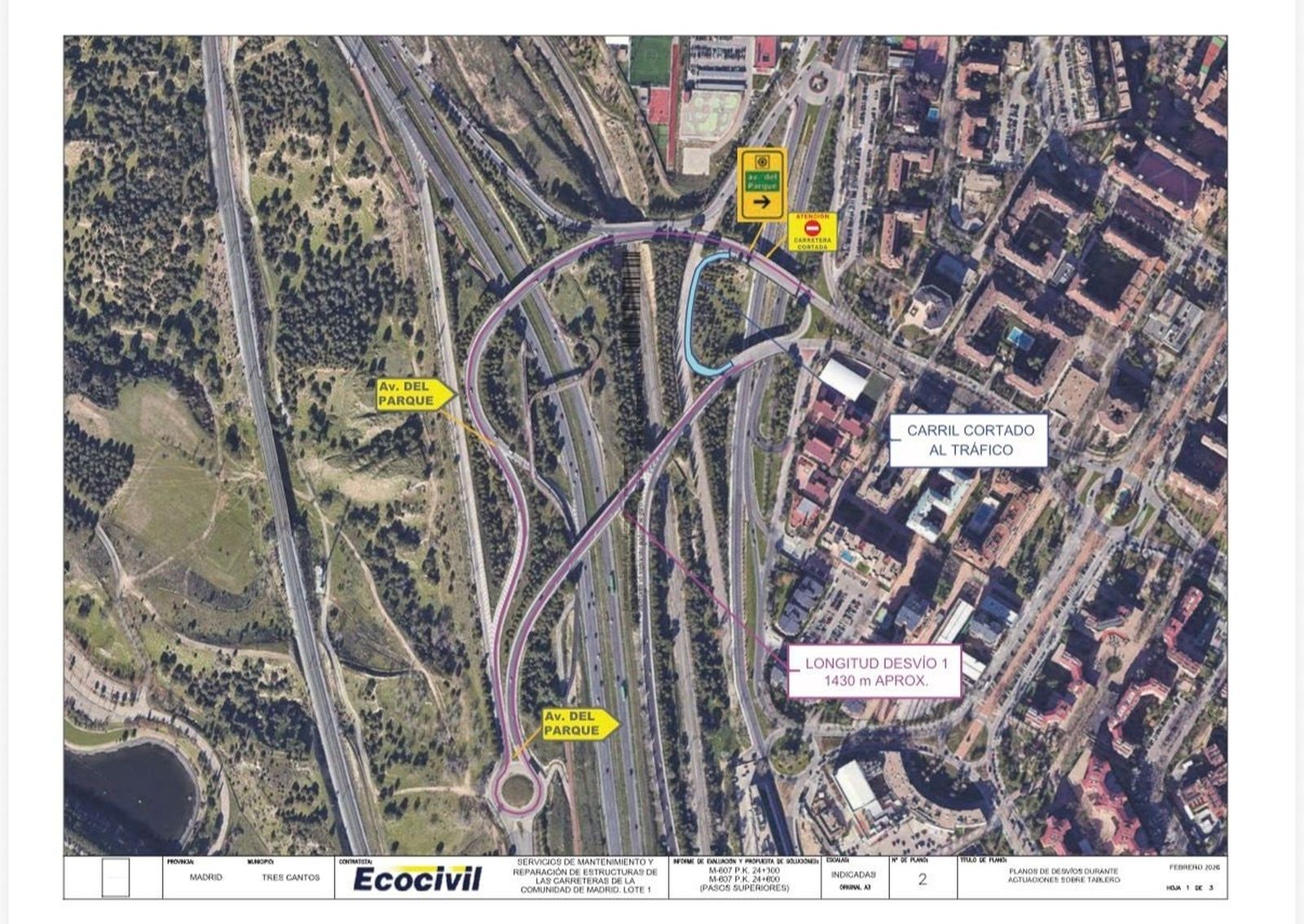 Los trabajos de rehabilitación del puente de acceso desde la M-607 comienzan el lunes con cortes parciales