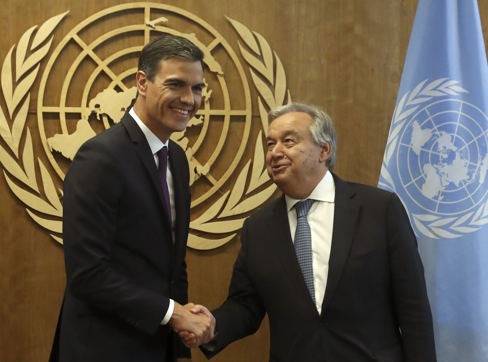 Pedro Sánchez y el Secretario General de la ONU, Antonio Guterres