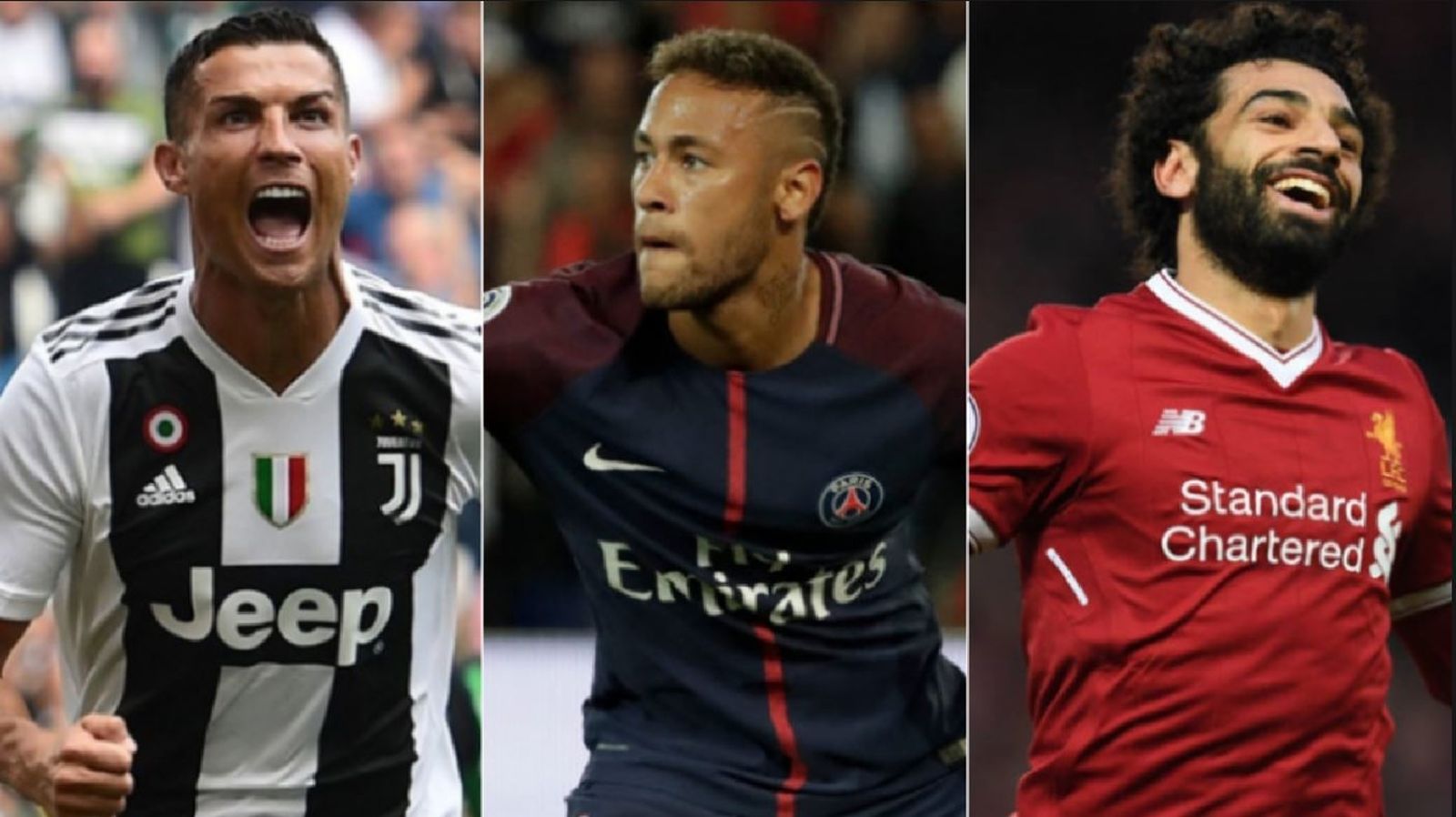 Cristiano Ronaldo, Neymar y Salah