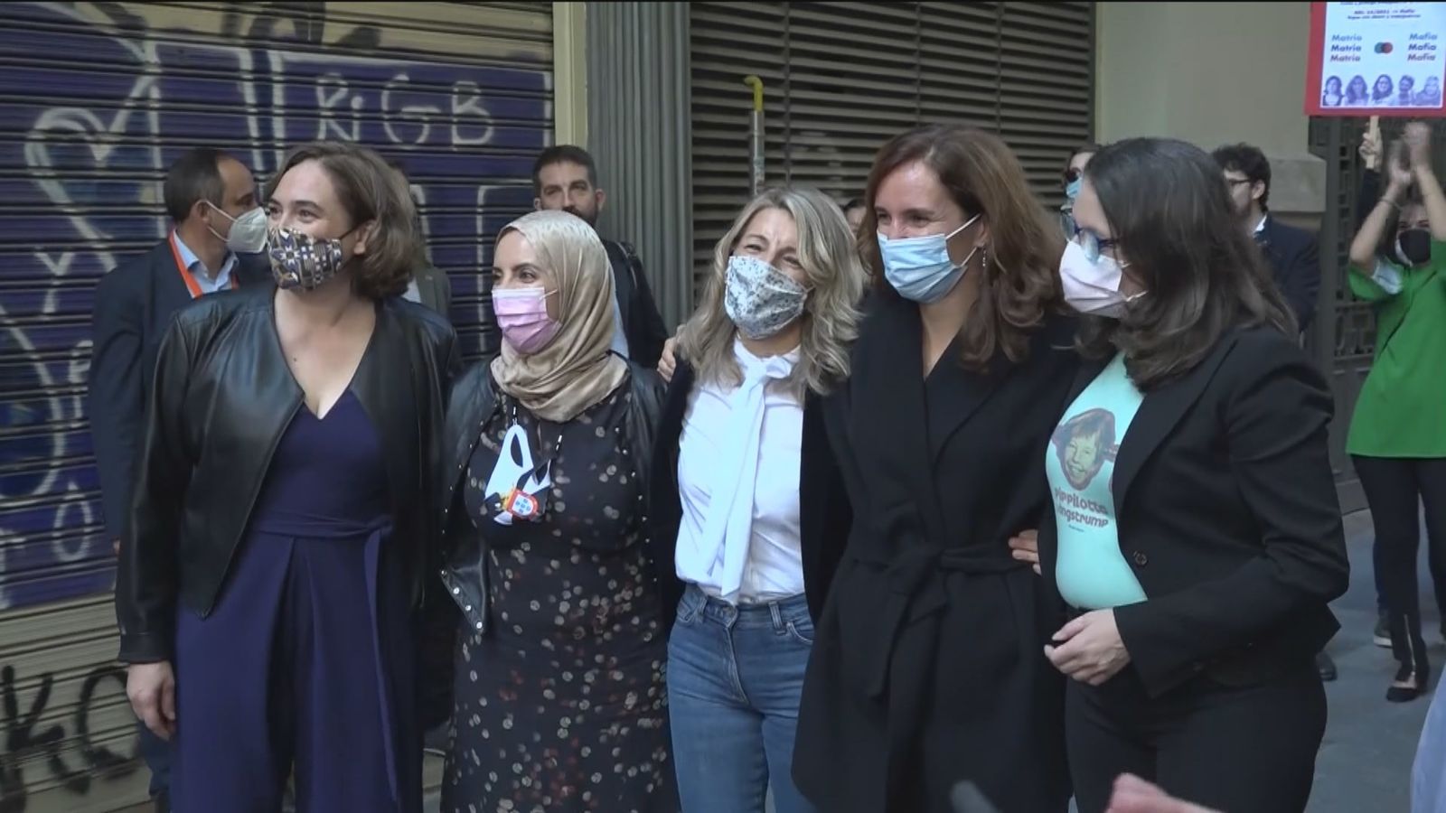 Ada Colau, Fátima Hamed, Yolanda Díaz, Mónica García y Mónica Oltra