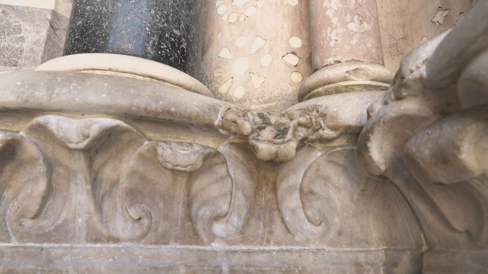 Perro tallado en la fachada de la Catedral de Génova