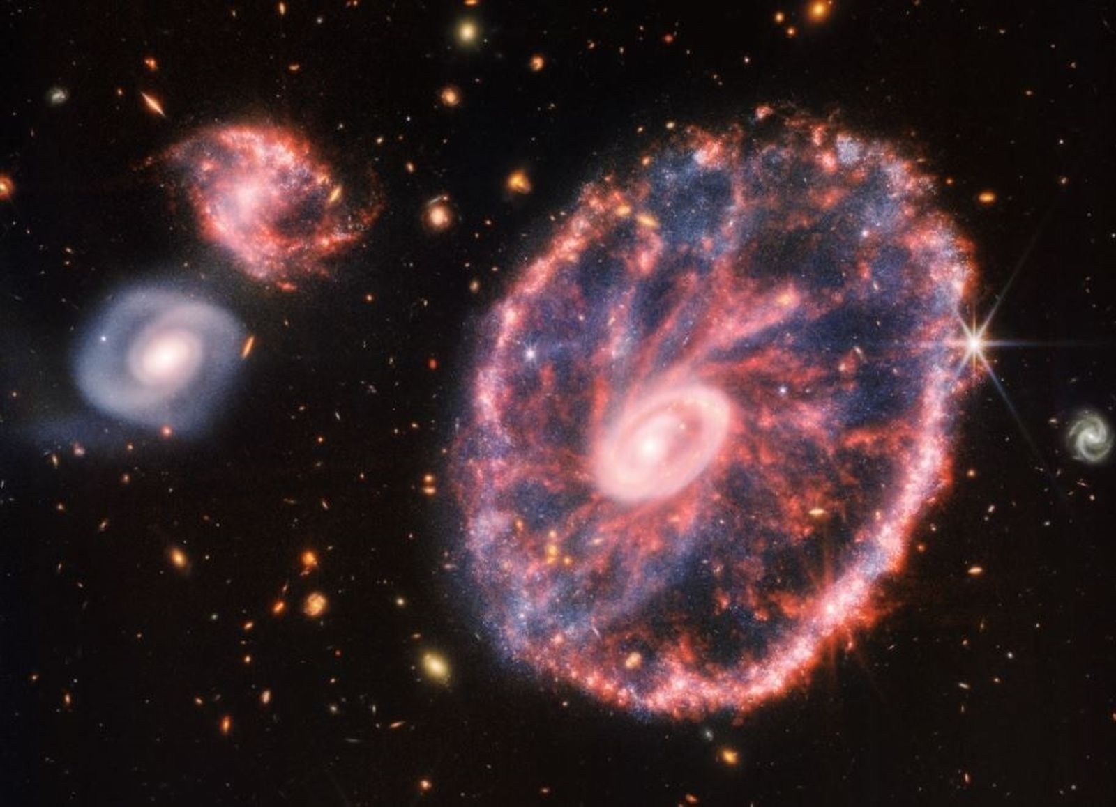 La galaxia Rueda de Carro captada por el telescopio James Webb