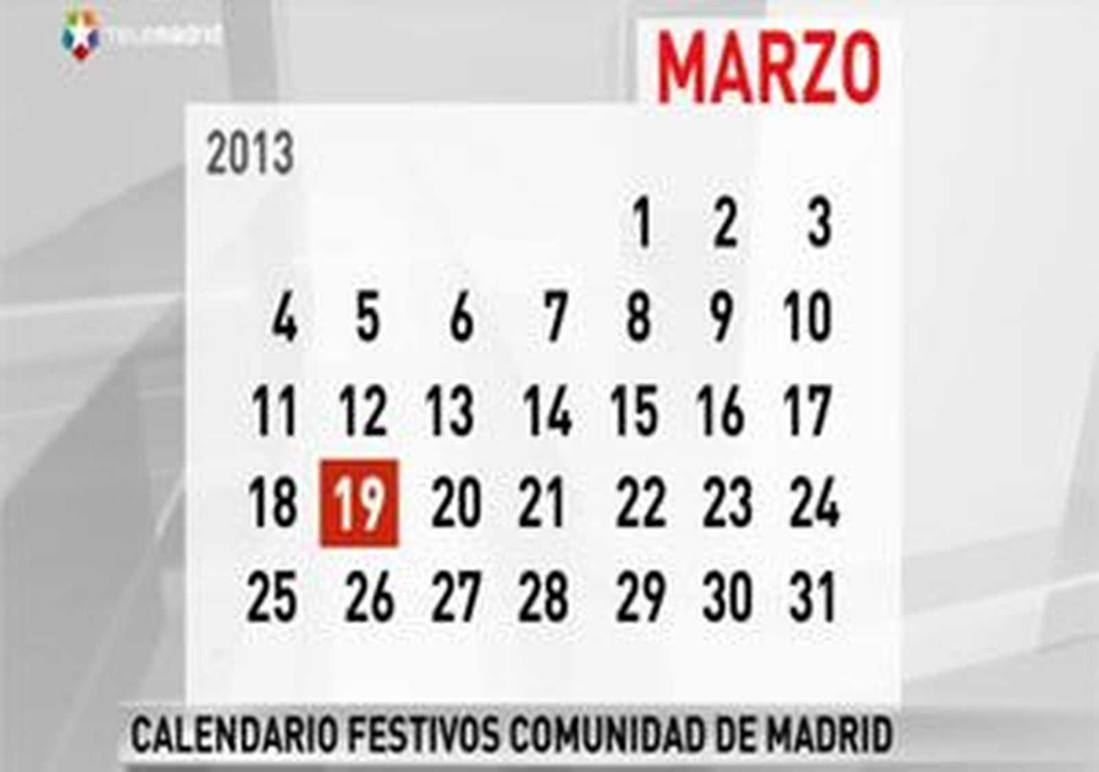 La festividad de San José de 2013 se celebrará en Madrid el lunes 18 de marzo