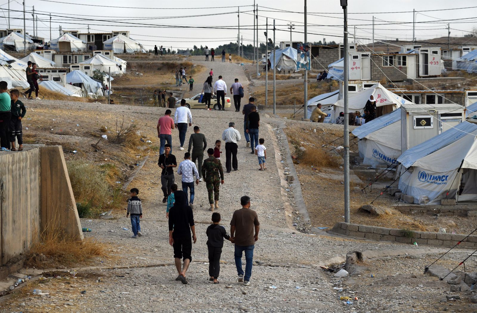 Refugiados kurdos sirios que huyeron del conflicto en Siria en el campamento de Bardarash, situado en la región semiautónoma del Kurdistán iraquí, en el norte de Irak