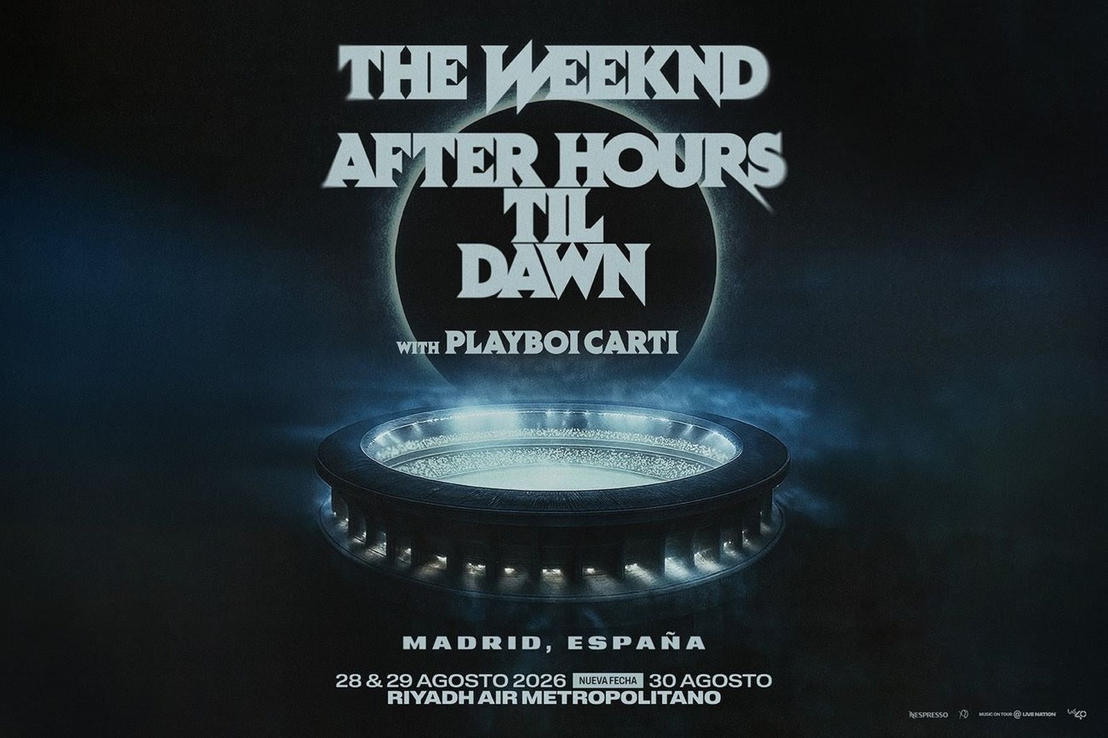 The Weeknd anuncia un tercer concierto en Madrid el 30 de agosto de 2026 en el Riyadh Air Metropolitano