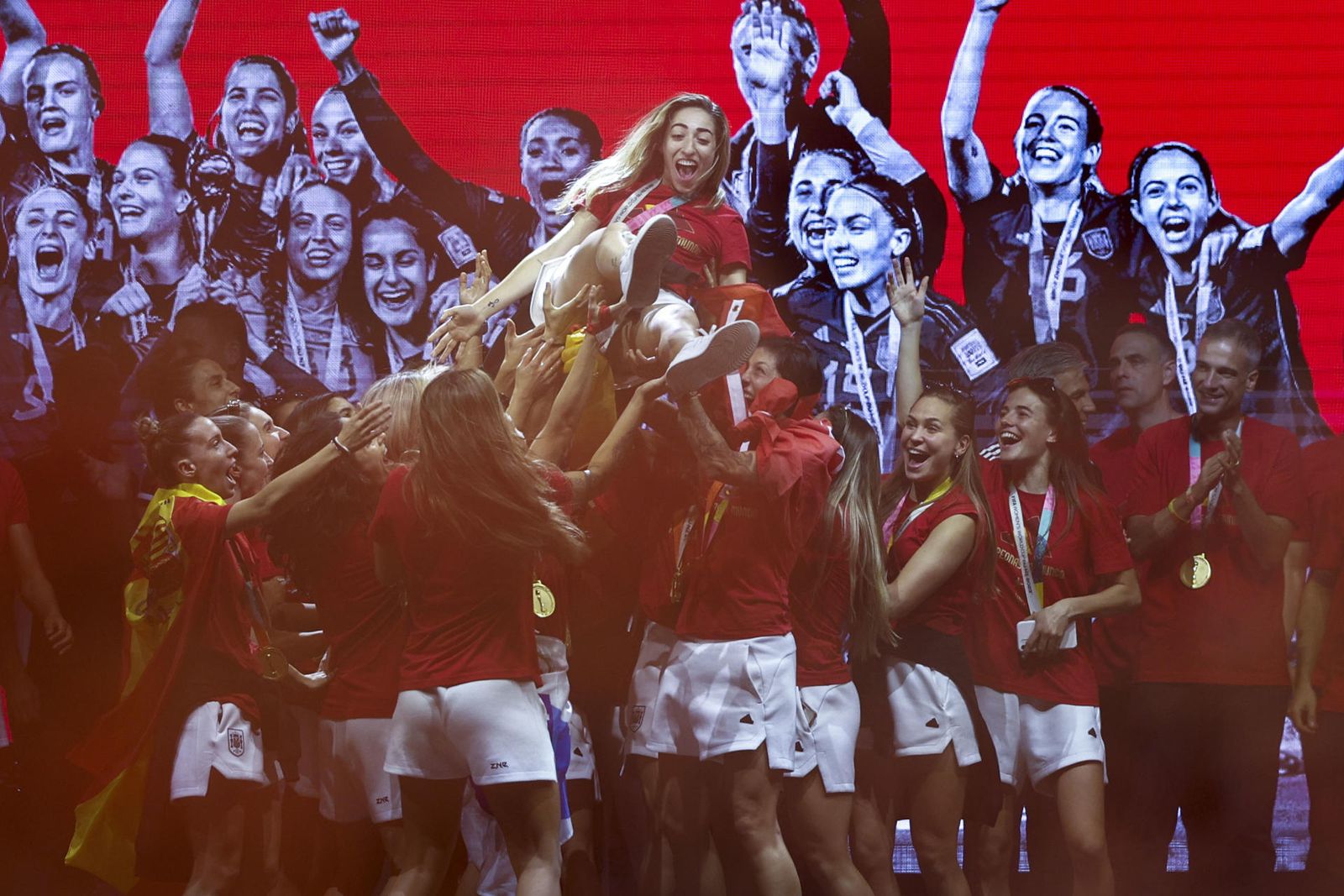 Fiesta de la Selección femenina de fútbol en Madrid tras ganar el Mundial