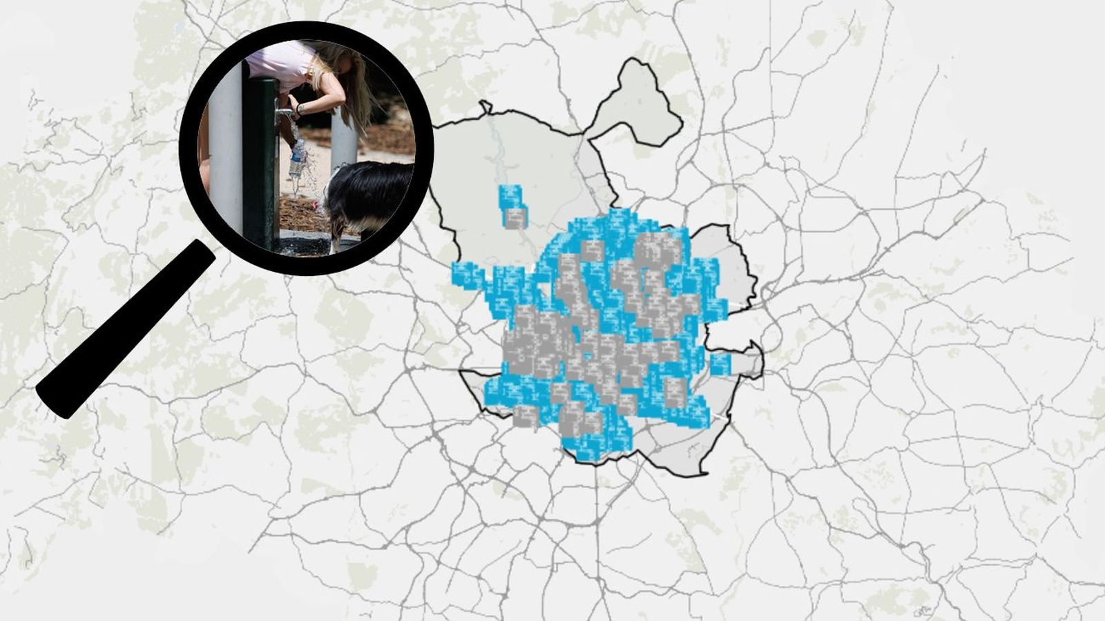 Mapa de las fuentes de agua para beber de Madrid
