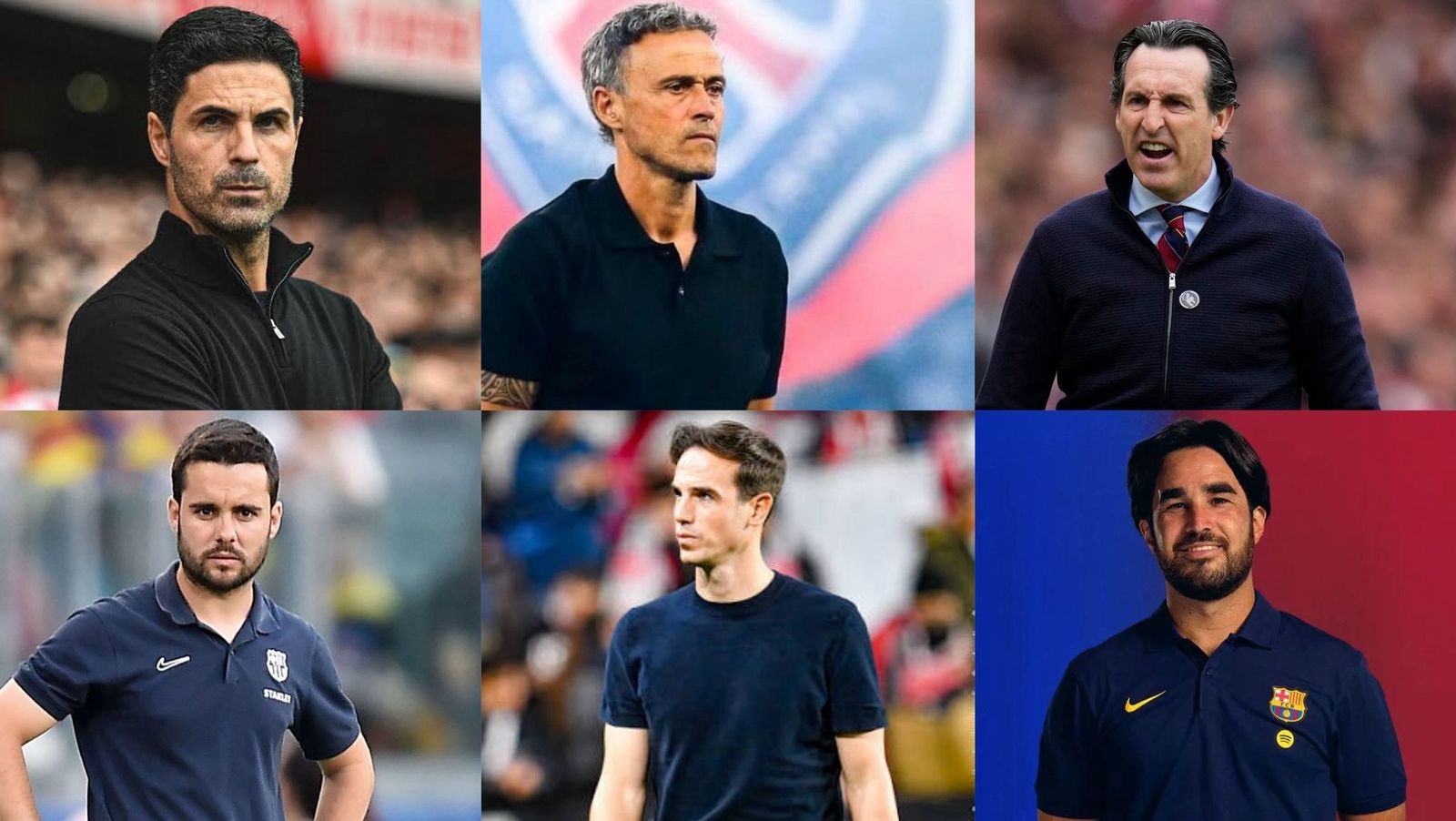 Mikel Arteta, Luis Enrique Martínez, Unai Emery, Íñigo Pérez, Pere Romeu y Jonatan Giráldez