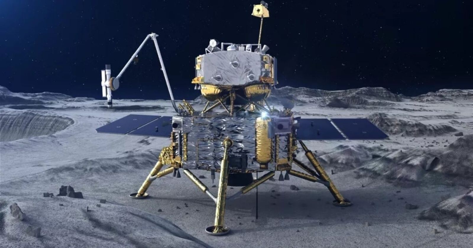Ilustración de la sonda china Chang'e-6 sobre la superficie de la Luna