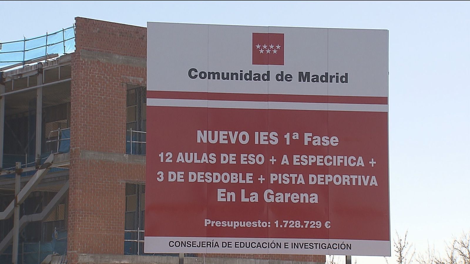 Imagen del instituto de La Garena que sigue en obras